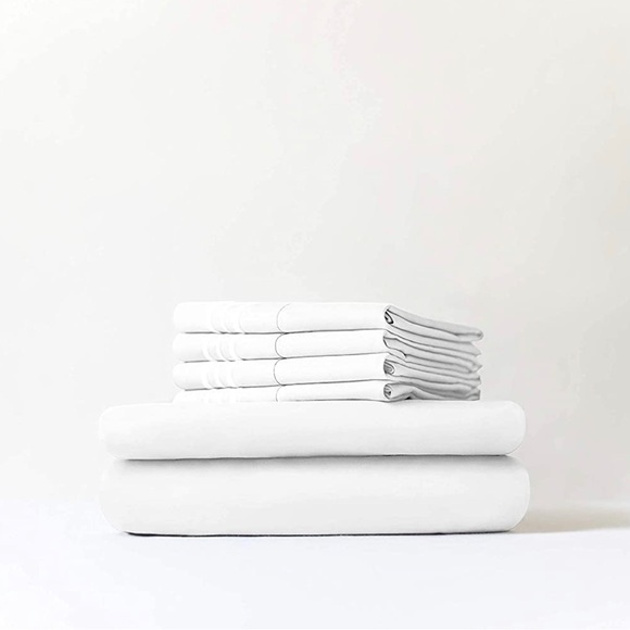 New - White 6 Piece King Size Microfiber Luxury Bed Sheet Set - Picture 6 of 8